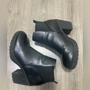 Black Faux Leather Ankle Boots